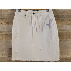 Good American Frayed Hem Denim Skirt Size 2/26 White Distressed